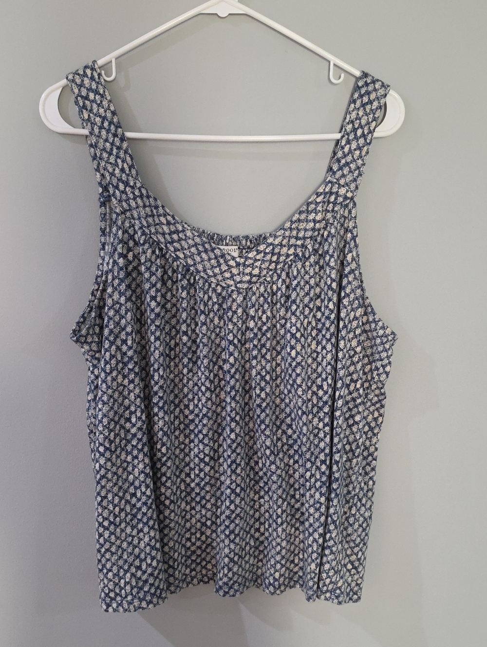 Liverpool Blue and White Printed Wide-Strap Tank